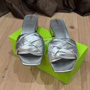 Sam Edelman Metallic Silver Braided Mules